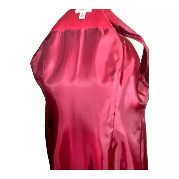 Talbots Irish Linen Maxi Dress 10 P Petites Red Button Front Collar Lined - Picture 6 of 9